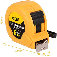 Рулетка Deli YS EDL9002B, 5 м х 25 мм, желтый, черный