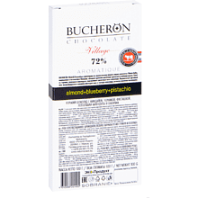 Шоколад горький Bucheron "Village", 100 гр., с миндалем, черникой, фисташками, календулой и васильком