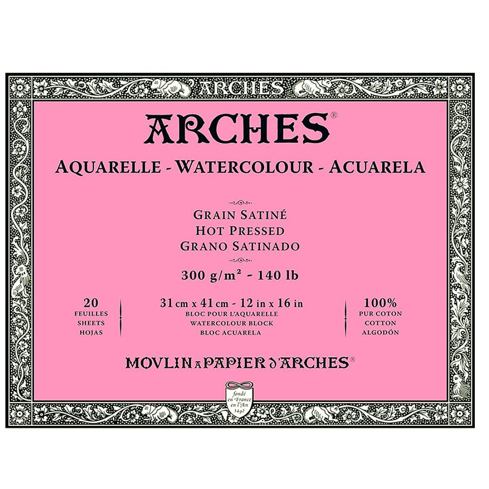 Блок-склейка бумаги для акварели "Arches", 41x31 см, 300 г/м2, 20 листов
