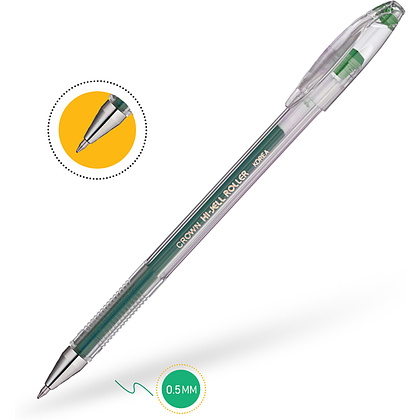 Ручка гелевая "Hi-Jell", 0,5 мм, прозрачный, стерж. зеленый - 3