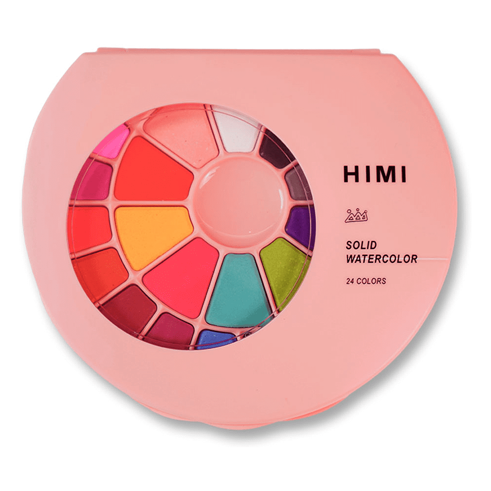 Набор красок акварельных "Himi Miya", 24 цветов, кюветы, розовый футляр - 7