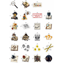 Набор наклеек объемных "Книги: детективы", А6, 4 листа, 23 шт