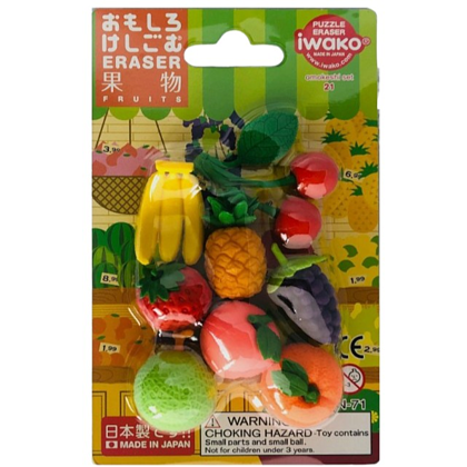 Набор ластиков "IWAKO Fruits", 8 шт, ассорти