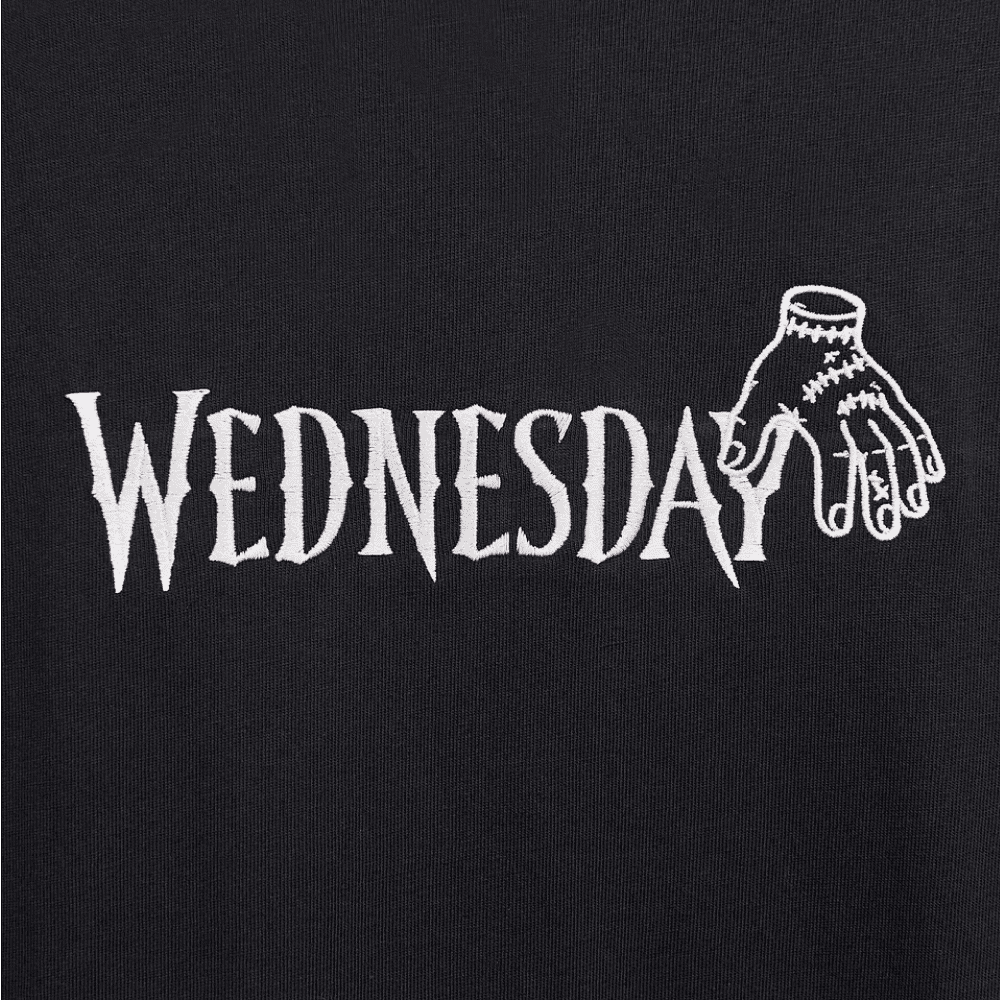Набор сувенирный «Футболка оверсайз «We wear black», унисекс, черный, XS-S + Стикерпак «Wednesday», А6» - 5