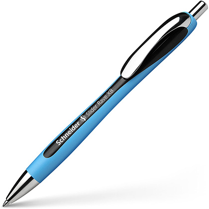 Ручка шариковая автоматическая "Schneider Slider Rave", синий, черный, стерж. черный