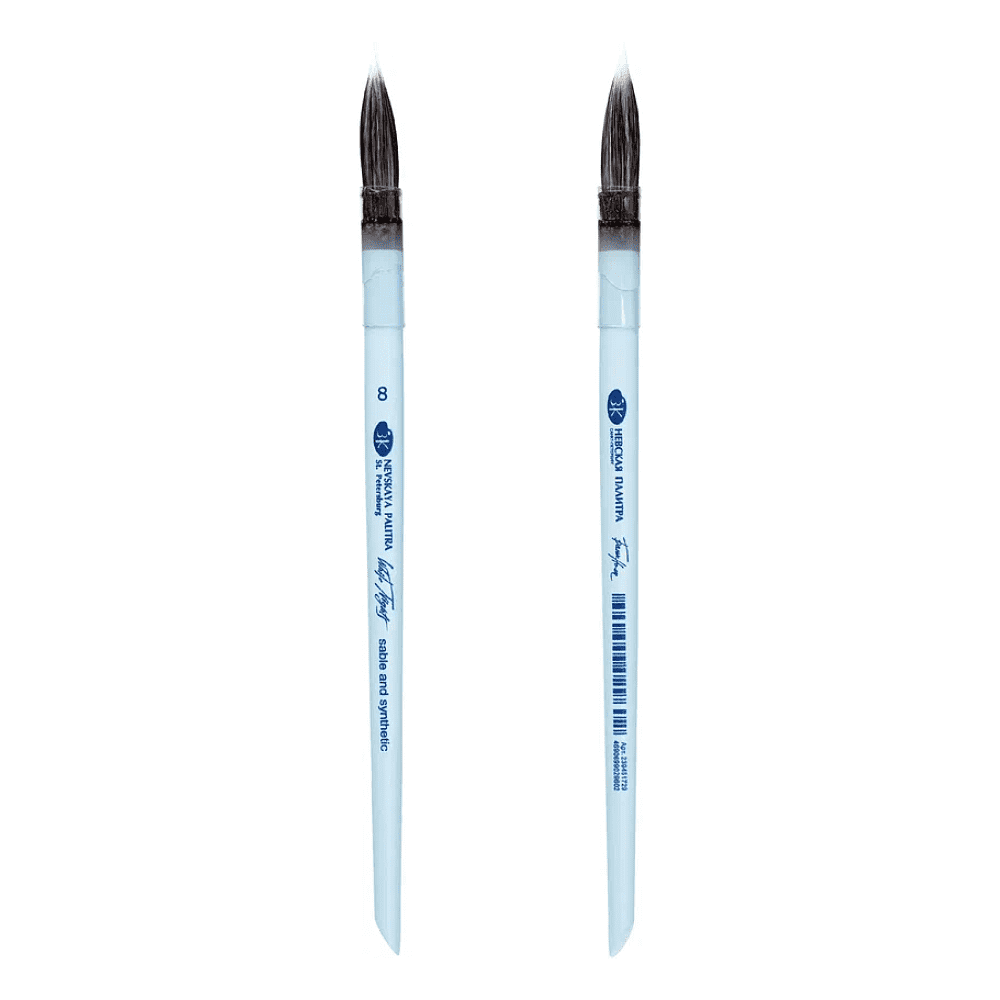 Кисть "Белые ночи", круглая, на короткой ручке, со скосом, №8 - 4