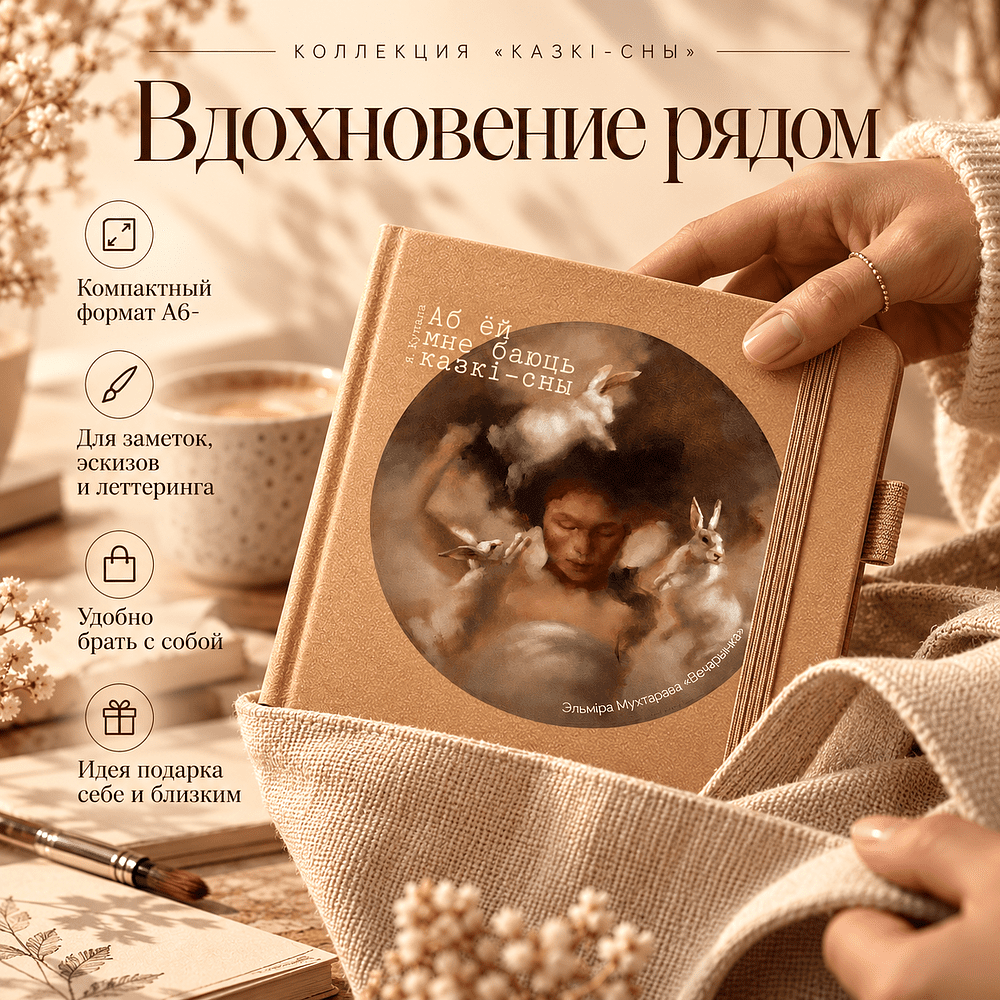Скетчбук  «Вечеринка»,  Эльмира Мухтарова, 12х12 см, 140 г/м2, 80 листов, капучино - 3