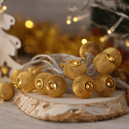 Гирлянда электрическая LED "Нить" с насадками "Ажурный шар 2", 5 м, тепло-белый - 2