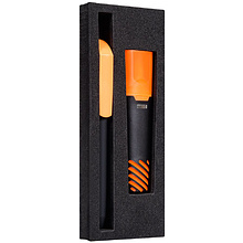 Набор "Flow Pure GOM KF+Liqeo Highlighte": ручка шариковая автоматическая и маркер, черный, оранжевый