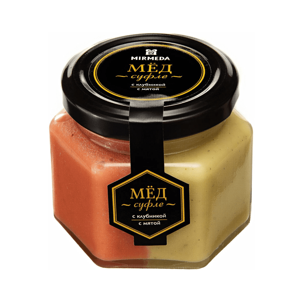 Мёд-суфле "Mirmeda" с клубникой и мятой, 180 гр