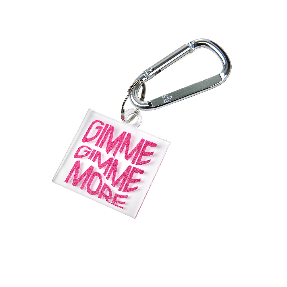 Брелок с карабином «Gimme more», прозрачный с печатью 