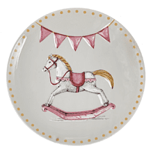 Тарелка керамическая "Лошадка", 25 см, белый, розовый