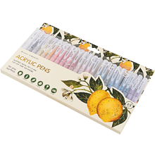 Набор ручек акриловых "Flora. Paradise. Lemons", шариковые, 1 мм., набор 24 шт.