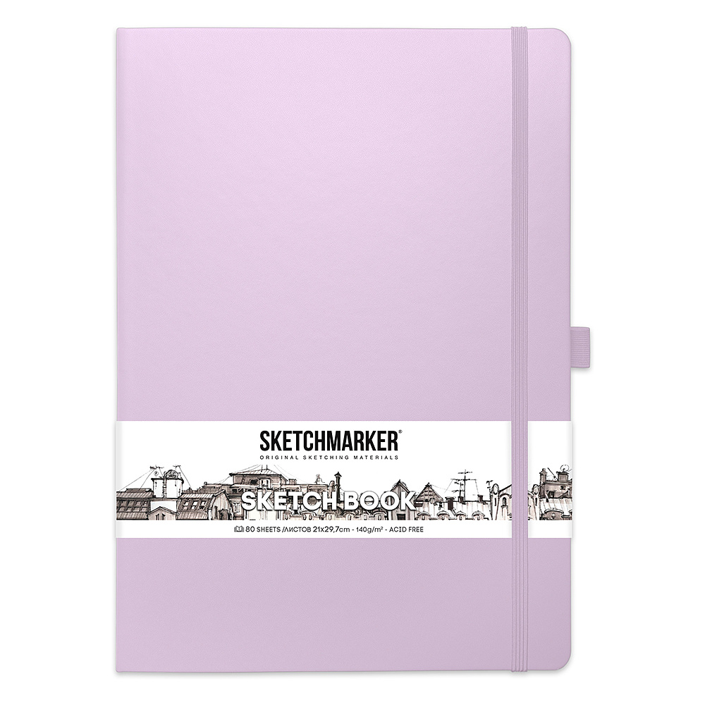 Скетчбук "Sketchmarker", 21x30 см, 140 г/м2, 80 листов, фиолетовый пастельный