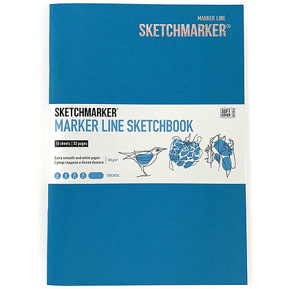 Скетчбук "Sketchmarker marker line", 17.6x25 см, 160 г/м2, 16 листов, бирюзовый