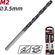 Сверло по металлу Deli RS EDH-MHZ035-E4, 3.5 мм, DIN 338, HSS-TiN