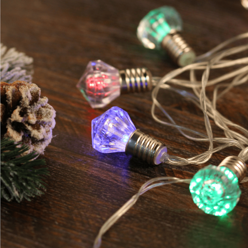 Гирлянда электрическая LED "Нить" с насадками "Фонарик", 2 м, тепло-белый - 3