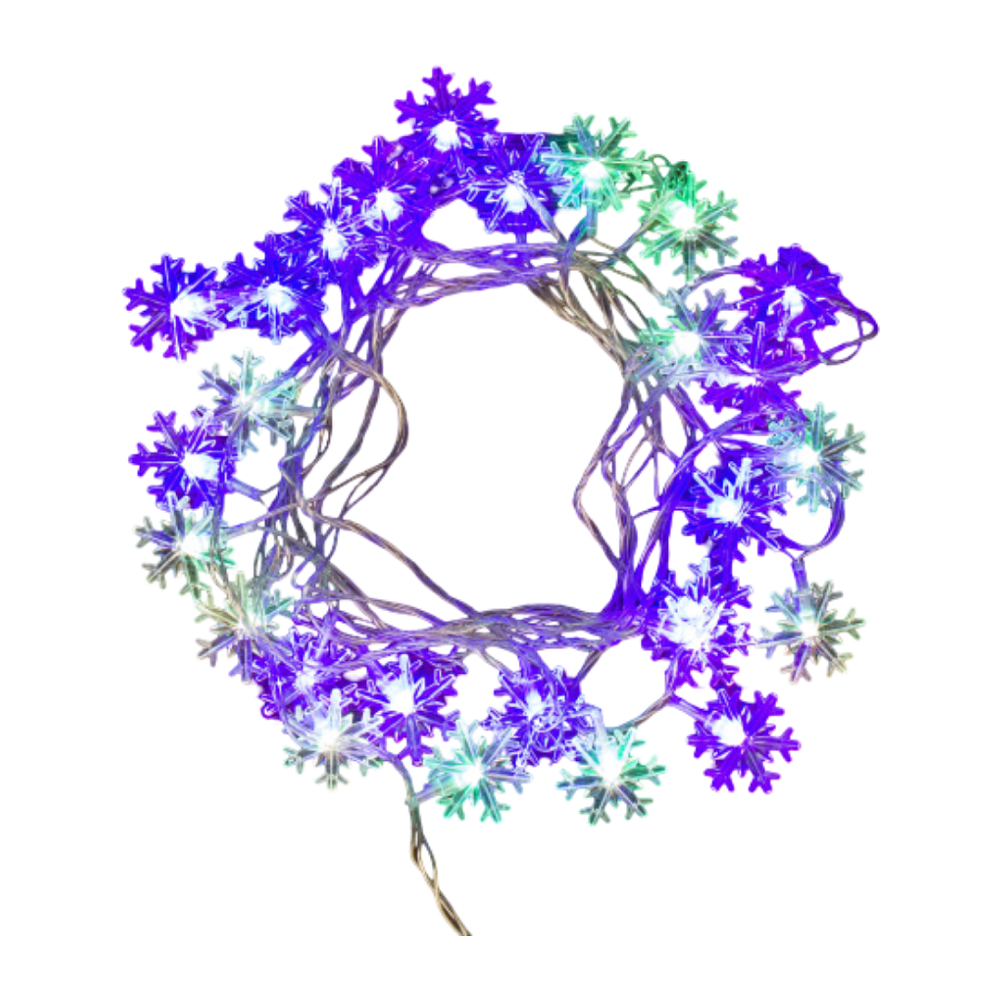Гирлянда электрическая LED "Нить" с насадками "Снежинка", 4,5 м, мультиколор