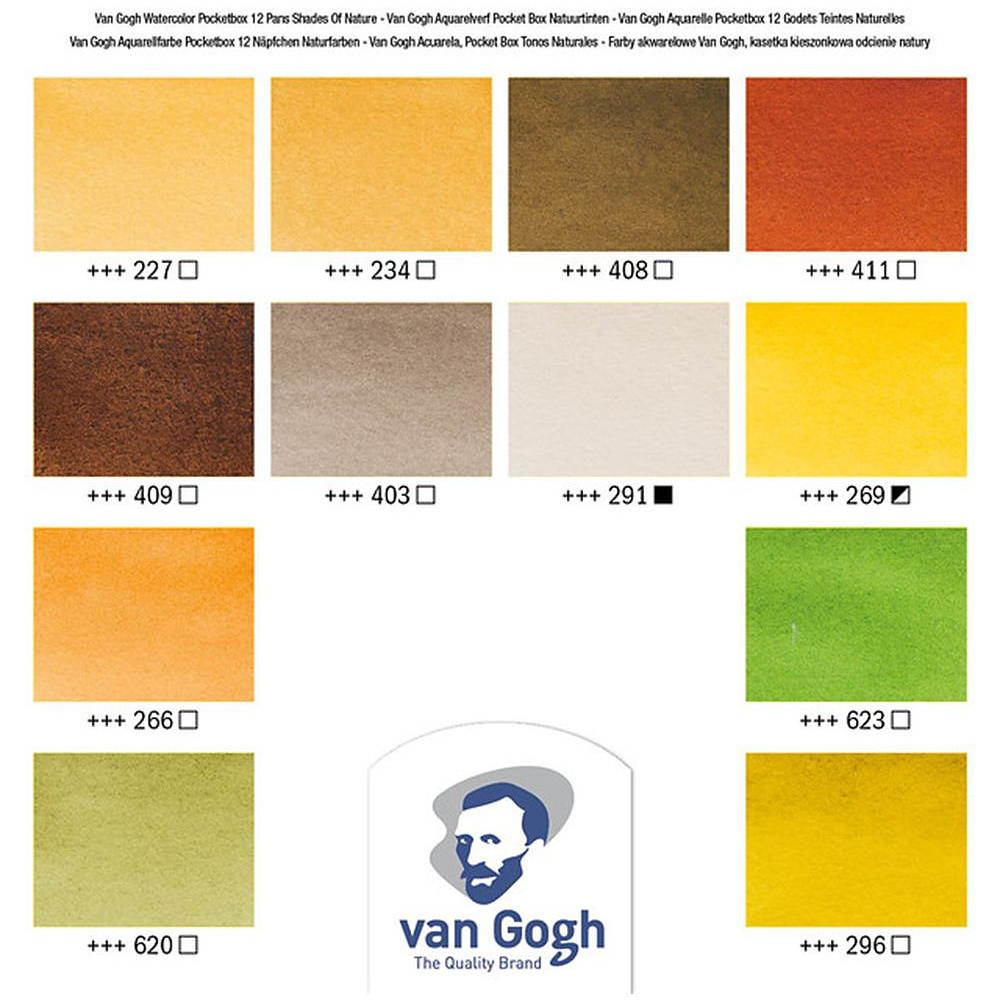 Набор красок акварельных "Van Gogh", оттенки природы, 12 цветов - 2