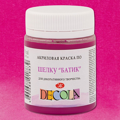 Краска акриловая по шелку перламутровая "Декола", 618 фуксия, 50 мл., банка - 2