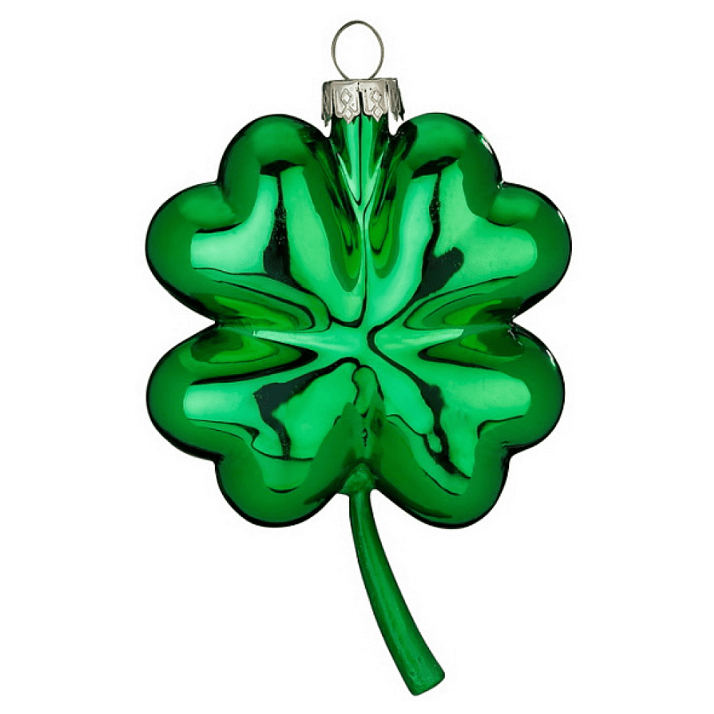 Украшение елочное "Клевер", 11 см, стекло, зеленый