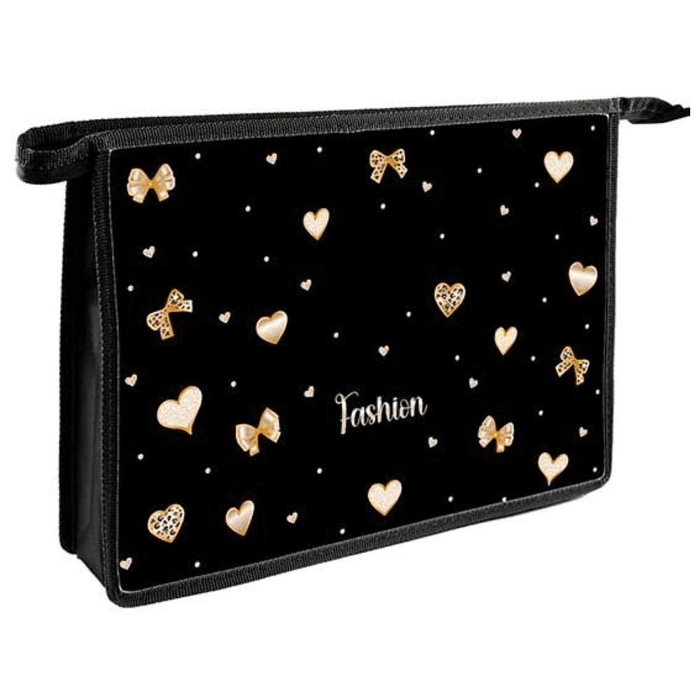 Папка для тетрадей "Fashion hearts", А4, молния, черный