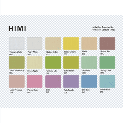 Краски гуашевые "Himi Jelly Cup. Pastel colors", 18 цветов, кювета, фиолетовый футляр - 9