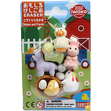 Набор ластиков "IWAKO Chicken and Friends", 7 шт, ассорти