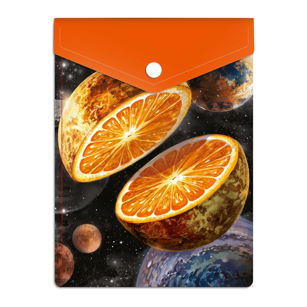 Папка-конверт на кнопке "Космический апельсин", А6, разноцветный