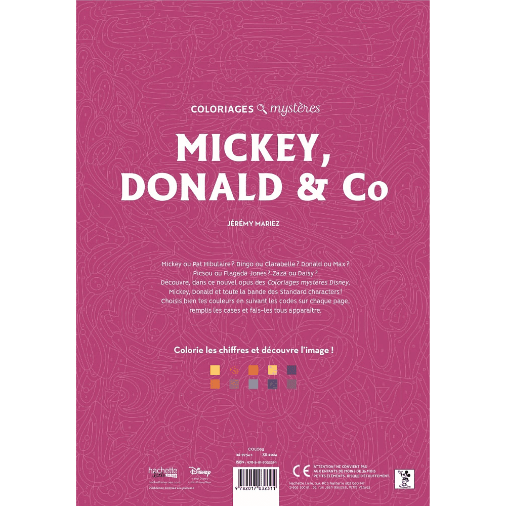 Раскраска по номерам на французском языке "Coloriages mystères Disney - Mickey, Donald & Co"  - 5