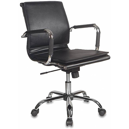 Кресло для руководителя "Бюрократ CH-993" низкая спинка, кожзам, хром, черный