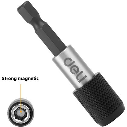 Держатель бит (насадок) Deli YS EDL107401, магнитный, набор 2 шт., 60мм, 1/4", с фиксатором - 9 Держатель бит (насадок) Deli YS EDL107401, магнитный, набор 2 шт., 60мм, 1/4", с фиксатором - 9