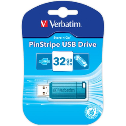 USB-накопитель Verbatim "Pin Stripe", 32 гб, usb 2.0, голубой