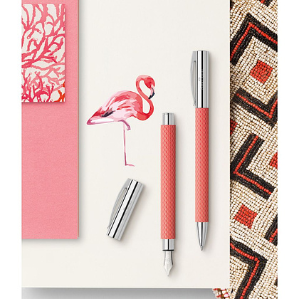 Ручка перьевая "Ambition Op Art Flamingo", M, коралловый, патрон черный - 3