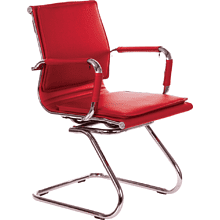 Кресло на полозьях "Бюрократ Ch-993-Low-V", экокожа, красный, металл хром
