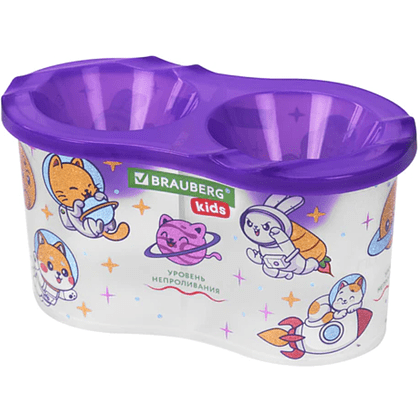 Стакан - непроливайка "Brauberg Kids", двойной, ассорти - 3