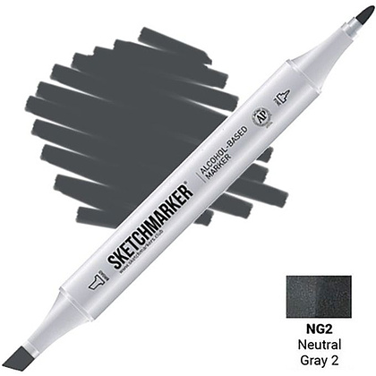 Маркер перманентный двусторонний "Sketchmarker", NG2 серый нейтральный №2