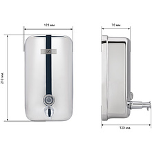 Диспенсер для жидкого мыла BXG "SD H1-1000", 1 л, ручной, металл, серебристый, глянцевый