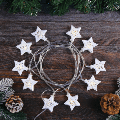 Гирлянда электрическая LED "Нить" с насадками "Ажурная звезда" 2 м, тепло-белый - 5