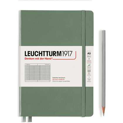 Блокнот "Leuchtturm1917. Smooth Colours", А5, 251 страница, в клетку, на резинке, оливковый