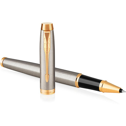 Ручка роллер "IM Brushed Metal GT", 0.5 мм, золотистый, стерж. черный - 3