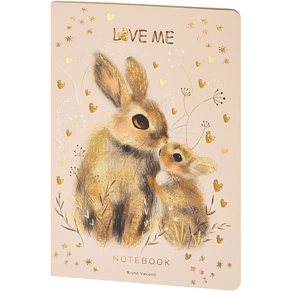 Тетрадь "Love me. Зайки", A5, 40 листов, клетка, бежевый