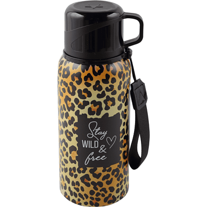 Термос "Леопард", 600 мл, желтый, черный
