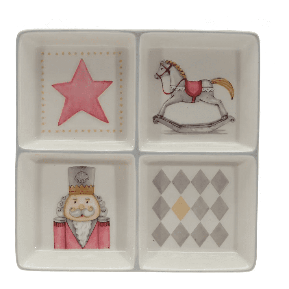 Менажница керамическая "Лошадка", 20 x 20 x 3 см, белый, розовый