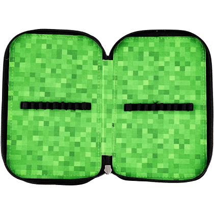Пенал-книжка "Minecraft", 2 отделения, черный, зеленый - 4