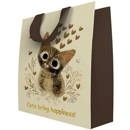 Пакет бумажный подарочный "Love me", 26x32,4x13 см, бежевый