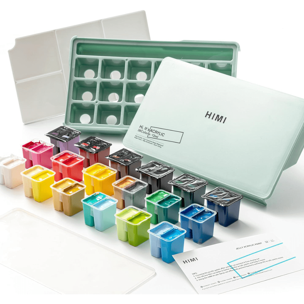 Краски акриловые"Himi Jelly Cup", набор 36 цветов, 12 мл, кювета