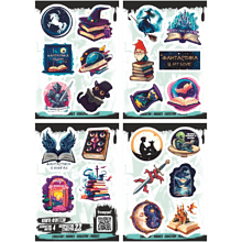 Набор наклеек объемных "Книги: фэнтези", А6, 4 листа, 22 шт