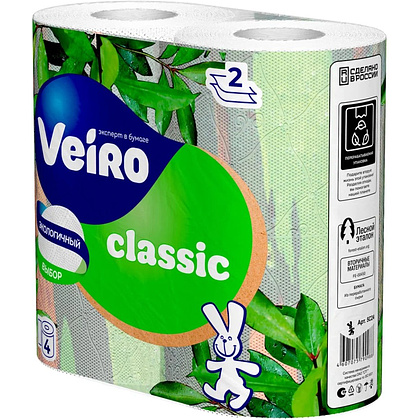 Бумага туалетная "Veiro Classic", 2 слоя, 4 рулона - 2