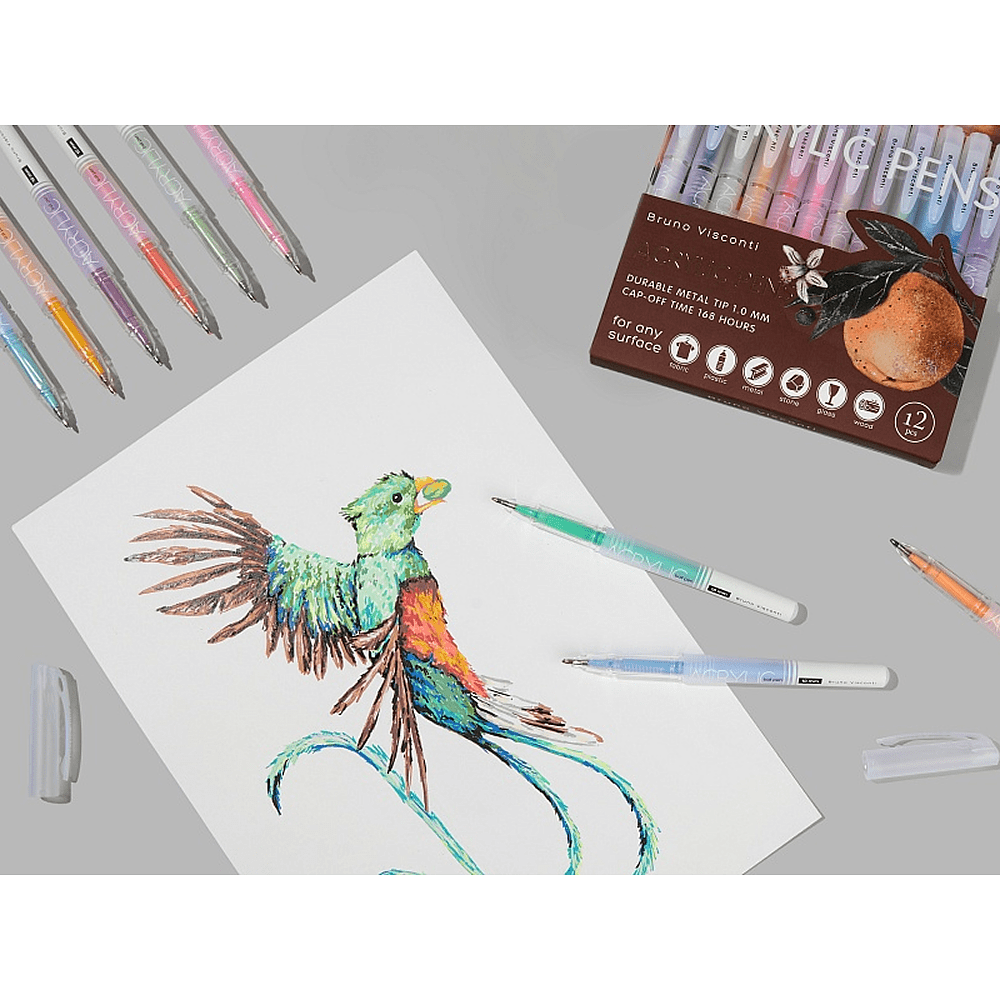 Набор ручек акриловых "Flora. Paradise. Oranges", 1 мм., шариковые, пластик, 12 штук - 6